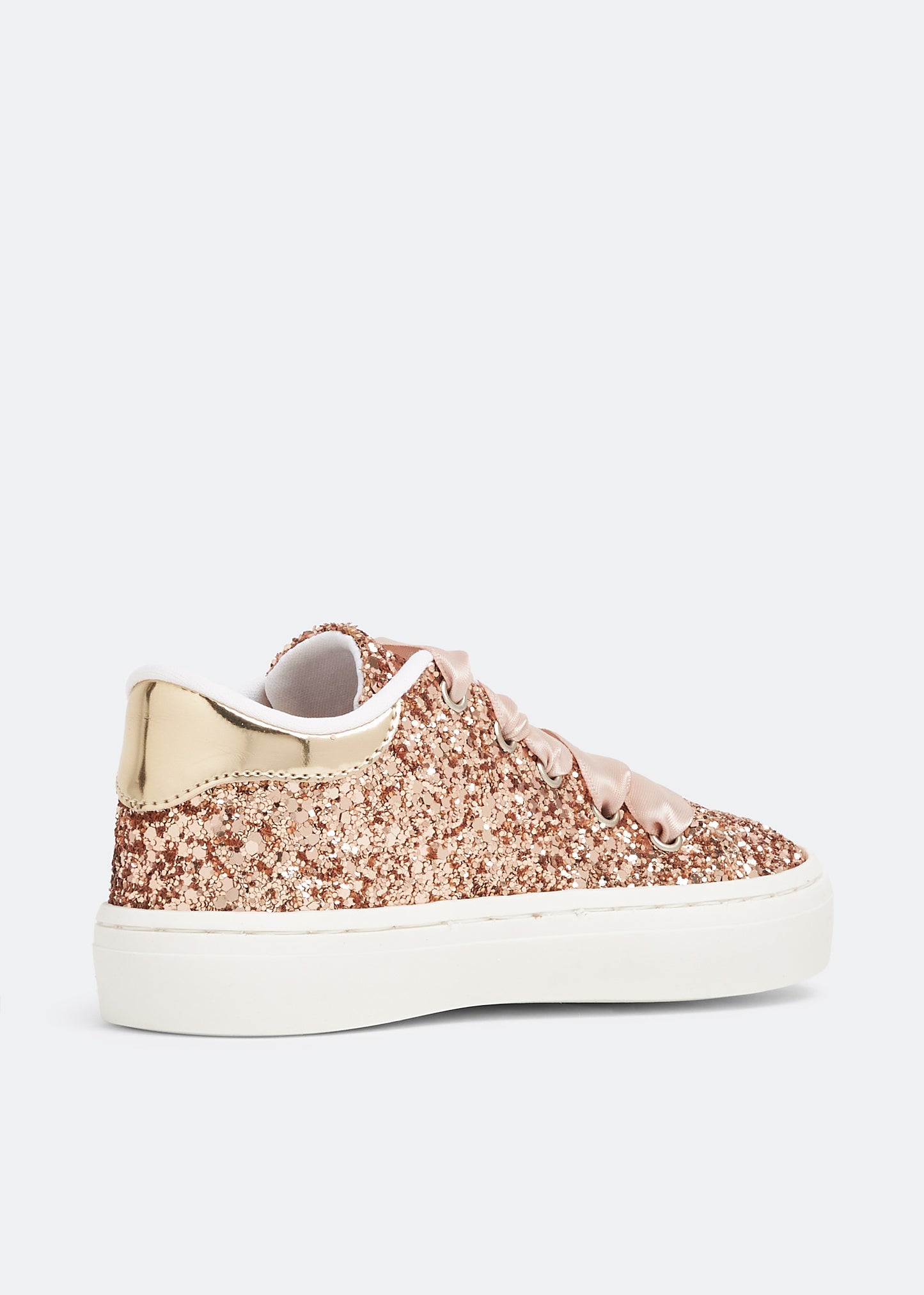 Babywalker Girls' Pink Glitter Lace-Up Sneakers with Heart Detail - Stylish & Comfy