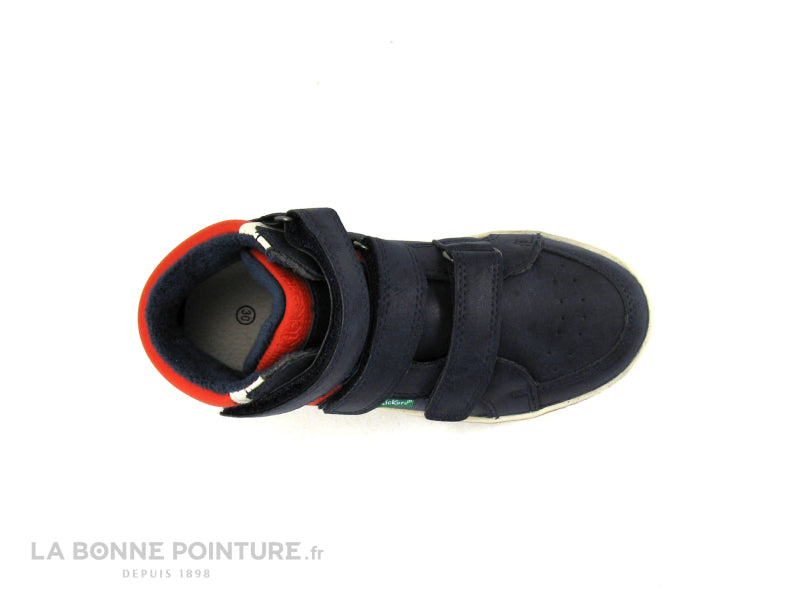 Kickers Lohan Boy's High-Top Sneakers - Navy Red 3 Velcro Straps