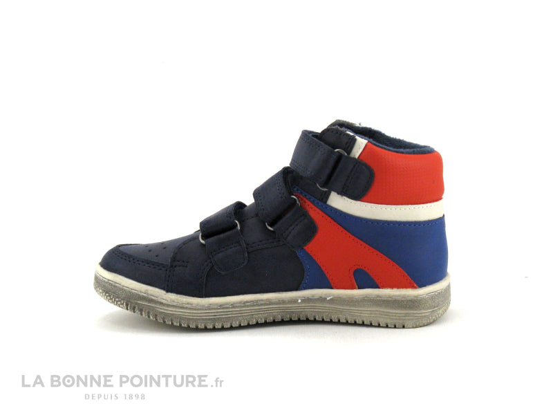 Kickers Lohan Boy's High-Top Sneakers - Navy Red 3 Velcro Straps