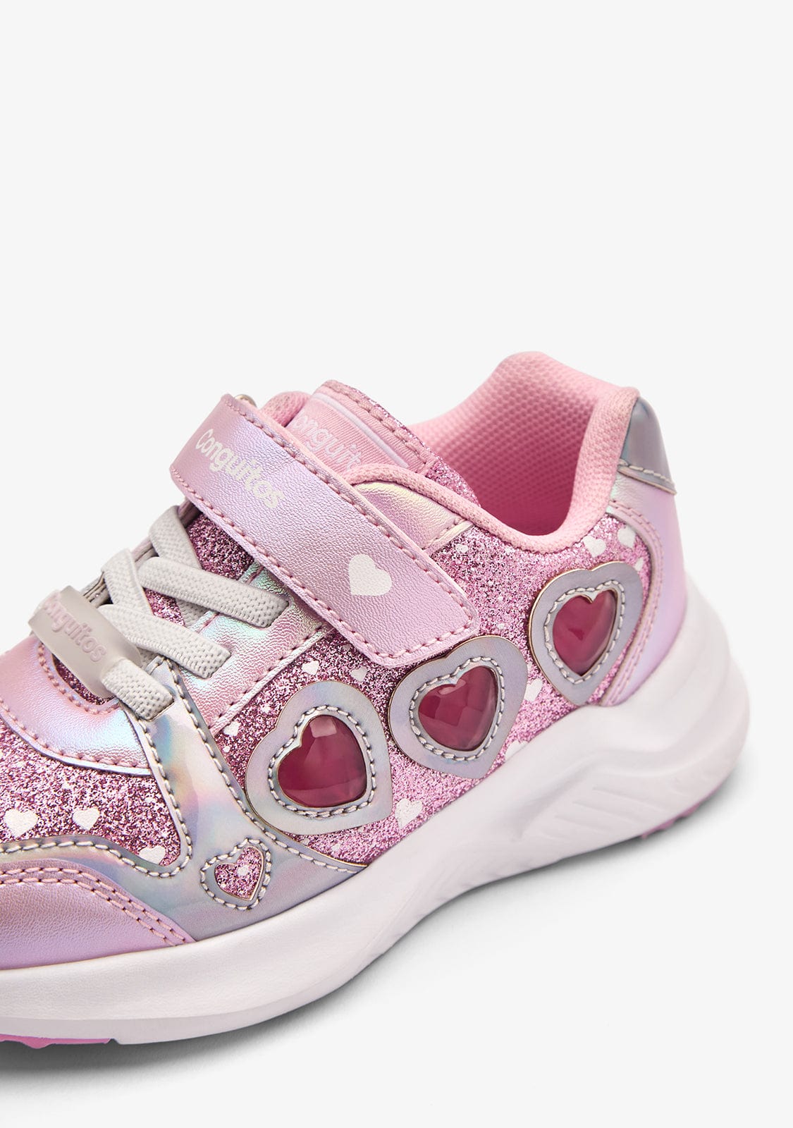 Pink Heart Light-Up Sneakers for Girls Fun Elastic Laced Shoes