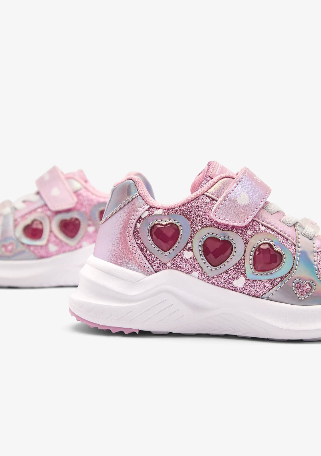 Pink Heart Light-Up Sneakers for Girls Fun Elastic Laced Shoes