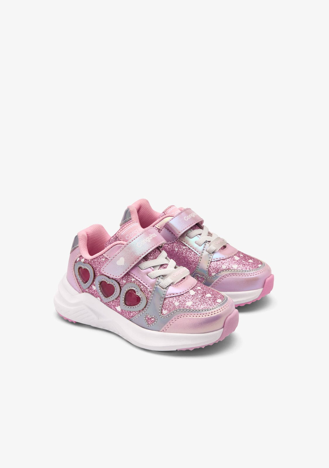 Pink Heart Light-Up Sneakers for Girls Fun Elastic Laced Shoes