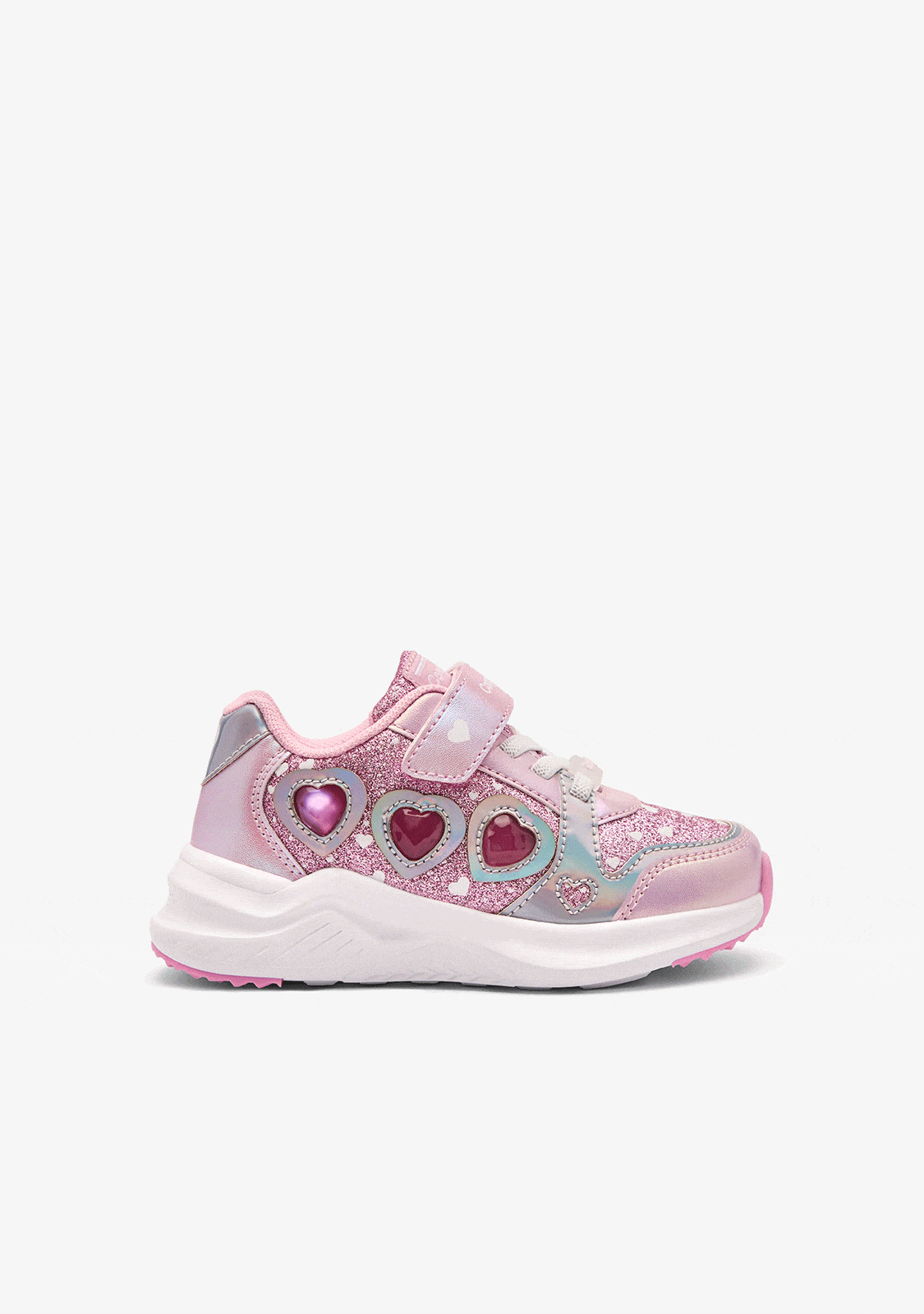 Pink Heart Light-Up Sneakers for Girls Fun Elastic Laced Shoes