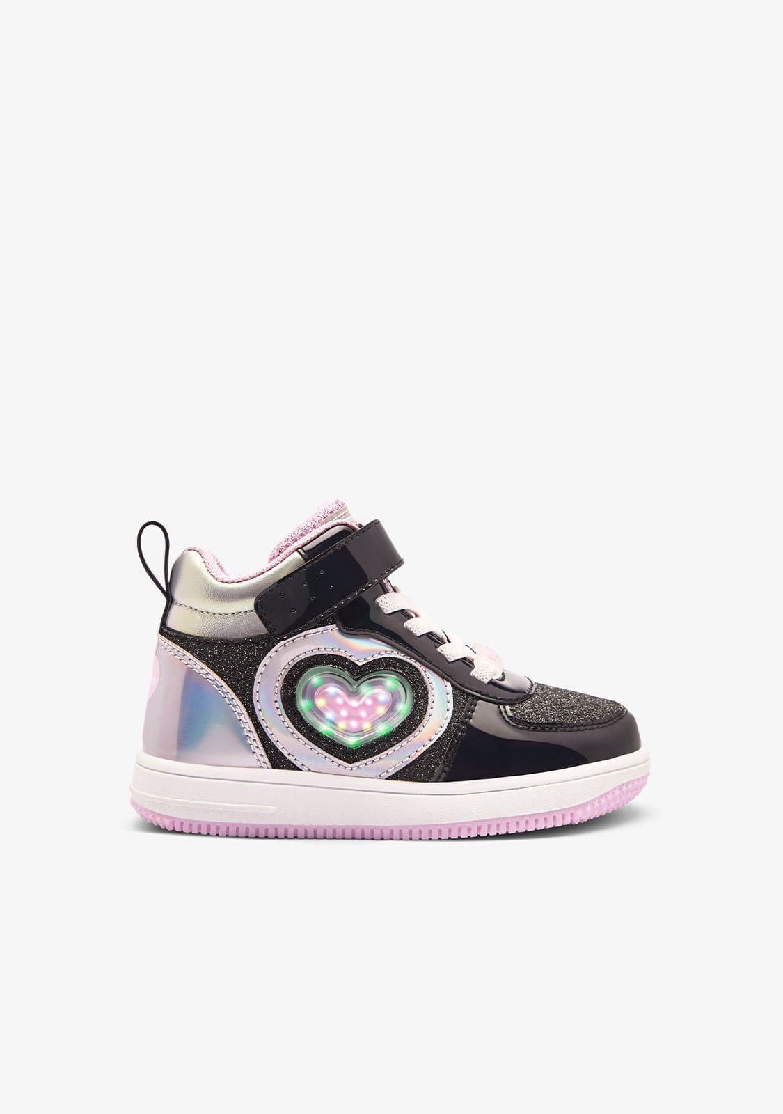 Black High Light Sneakers for Girls – Light-Up Fun, Comfortable Slip-On