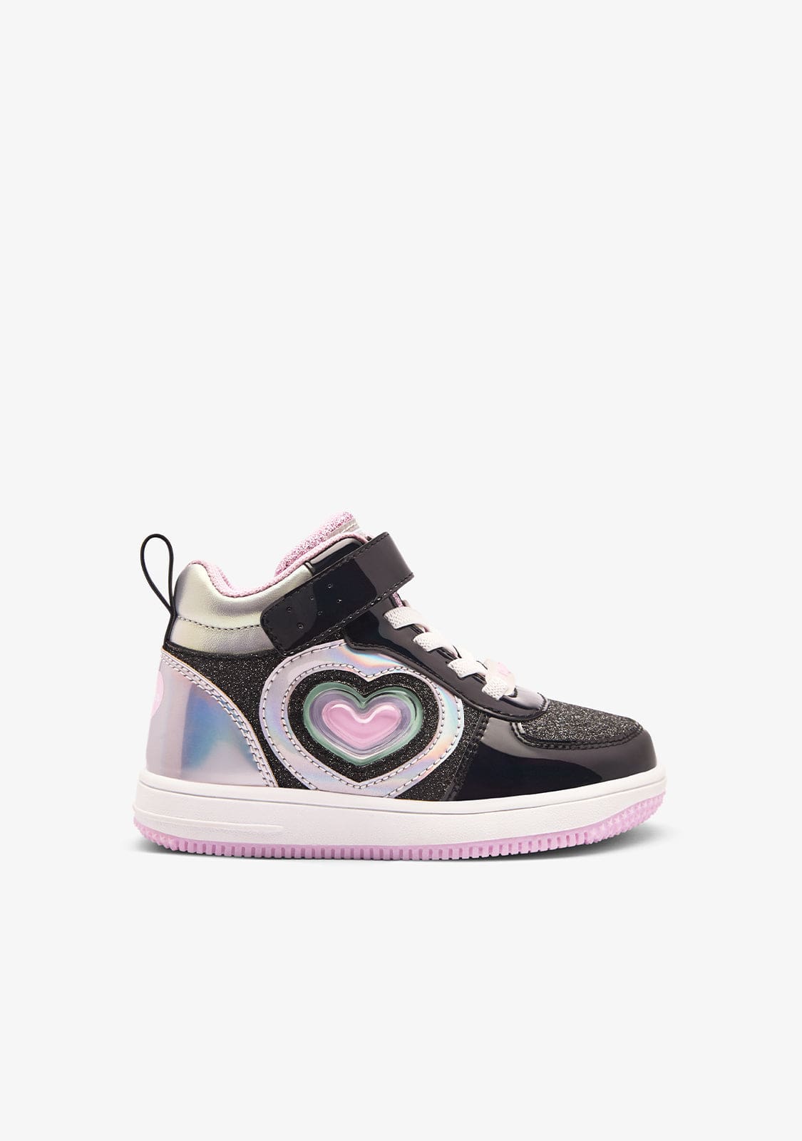 Black High Light Sneakers for Girls – Light-Up Fun, Comfortable Slip-On