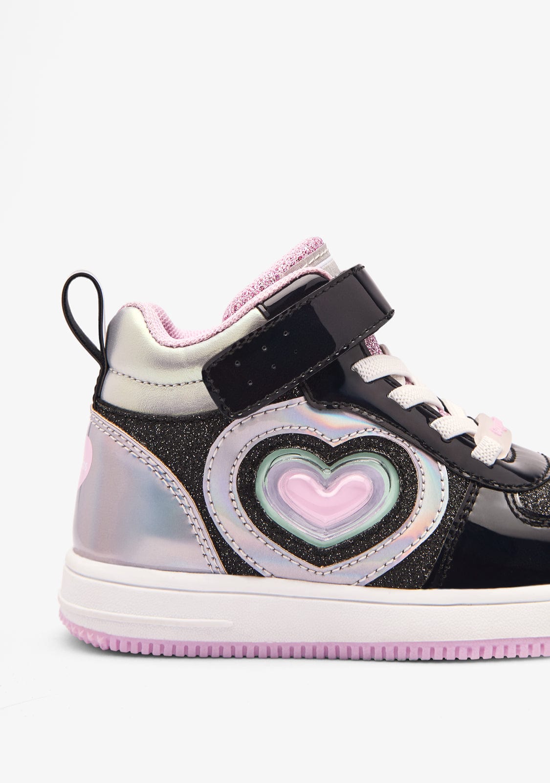 Black High Light Sneakers for Girls – Light-Up Fun, Comfortable Slip-On