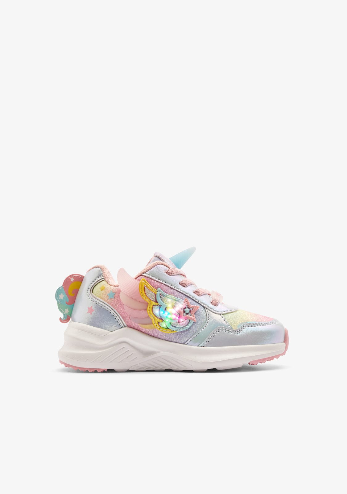 Unicorn Multicolour Light-Up Sneakers with Sparkly Wings for Girls