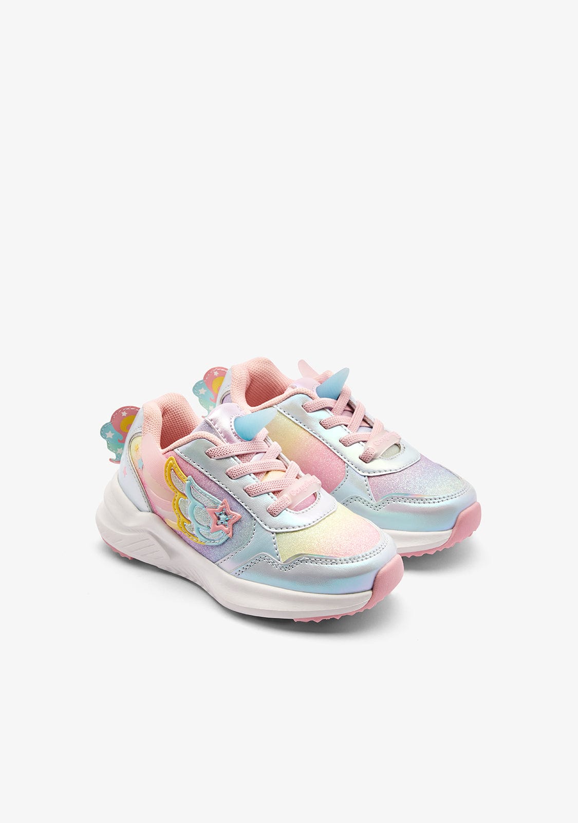 Unicorn Multicolour Light-Up Sneakers with Sparkly Wings for Girls