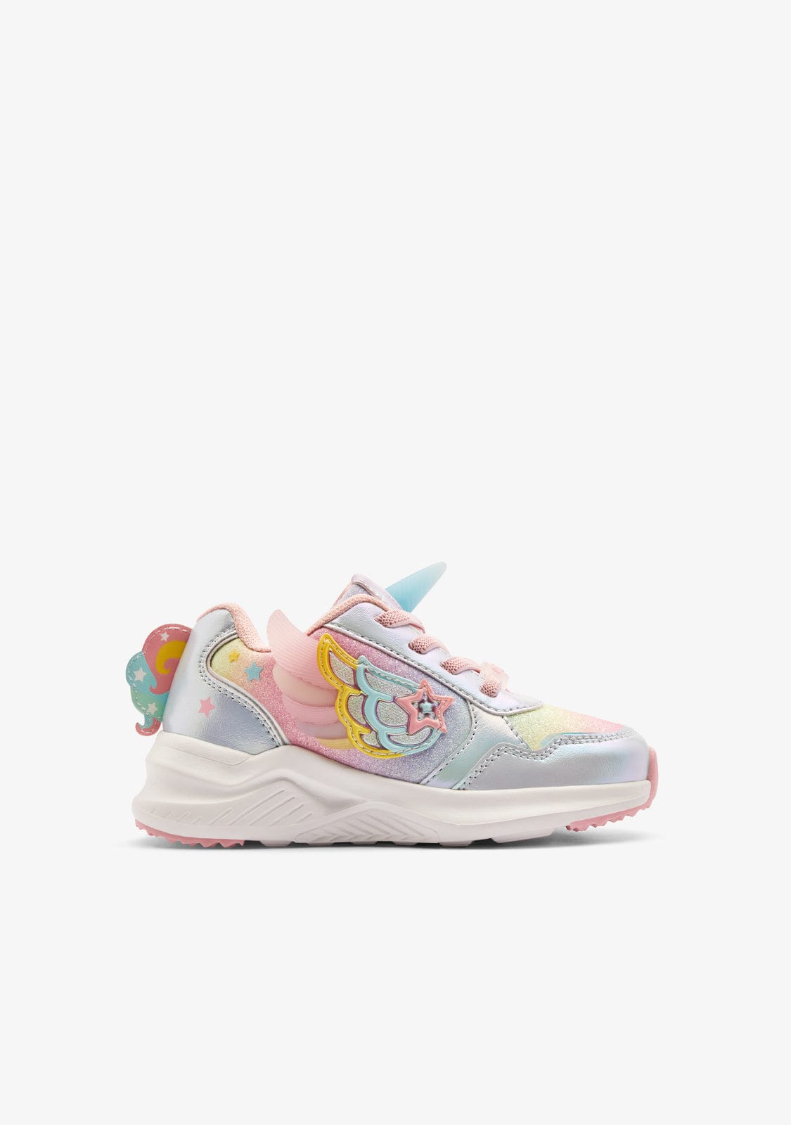 Unicorn Multicolour Light-Up Sneakers with Sparkly Wings for Girls