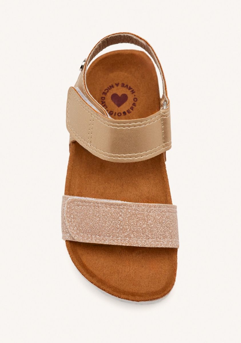 Golden Glitter Bio Sole Flip-Flops for Kids with Adjustable Straps