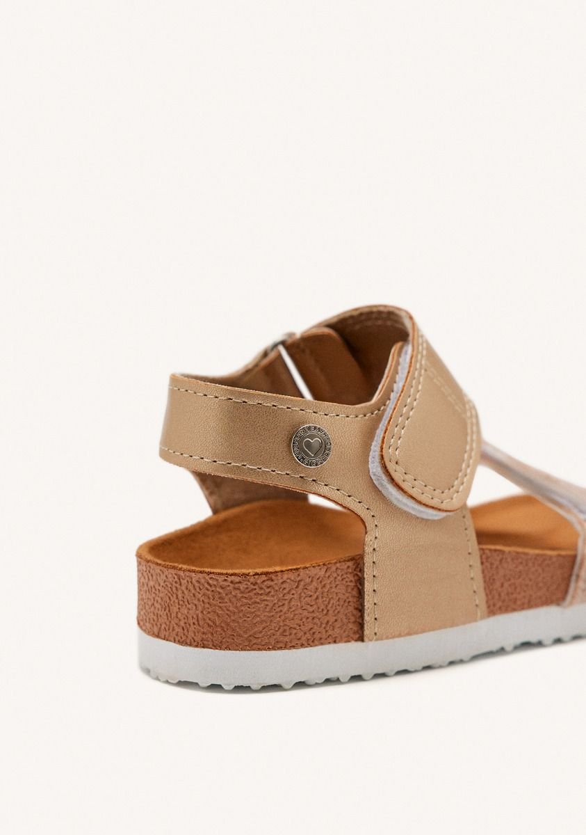 Golden Glitter Bio Sole Flip-Flops for Kids with Adjustable Straps