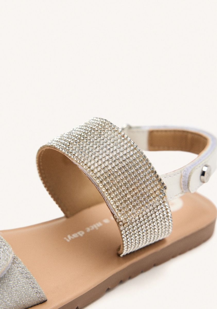 Gioseppo Ludington Silver Leather Shine Sandals for Kids, Toddler Girls