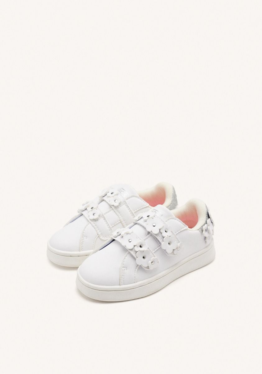 Gioseppo Fairchild White Flower Sneakers for Girls with Memory Foam Insole