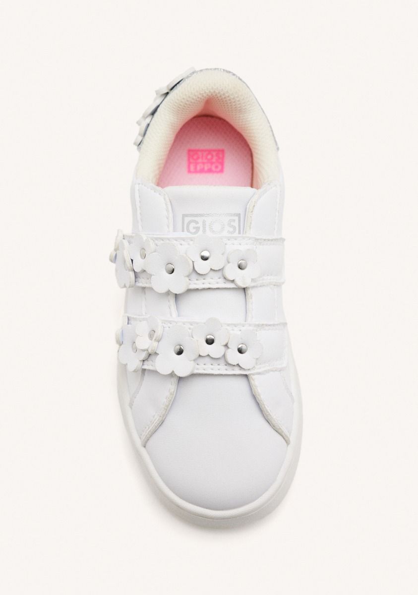 Gioseppo Fairchild White Flower Sneakers for Girls with Memory Foam Insole