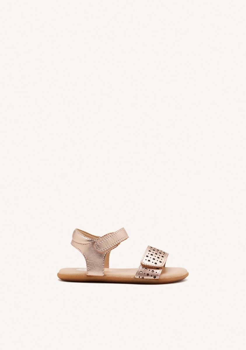 Gioseppo Hiram Barefoot Rose Gold Openwork Leather Sandals - Flexible Comfort