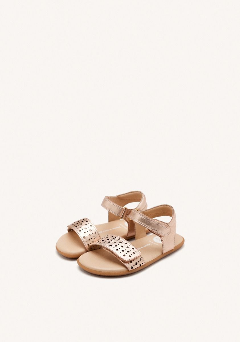 Gioseppo Hiram Barefoot Rose Gold Openwork Leather Sandals - Flexible Comfort