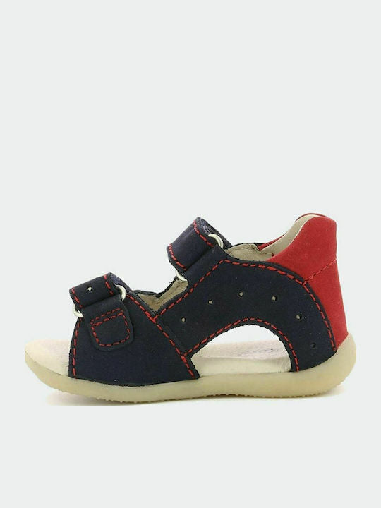 Kickers Kids' Blue Anatomical Leather Sandals with Easy Velcro Closure