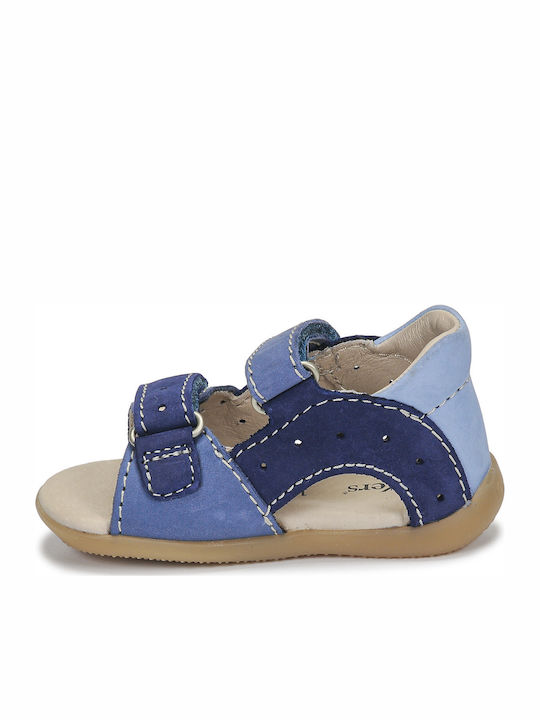 Kickers Kids Anatomical Blue Leather Sandals with Velcro Closure - 785401-10-53