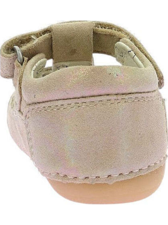Kickers Sushy Anatomic Pink Leather Baby Sandals with Velcro Closure