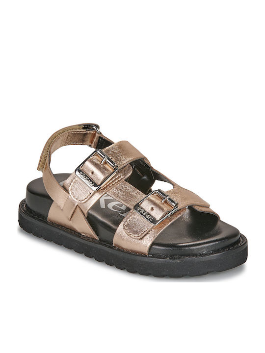 Kickers Girls' Pink Leather Buckle Sandals - Comfortable Summer Footwear
