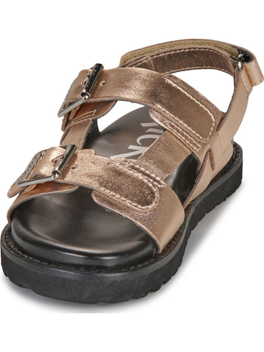 Kickers Girls' Pink Leather Buckle Sandals - Comfortable Summer Footwear