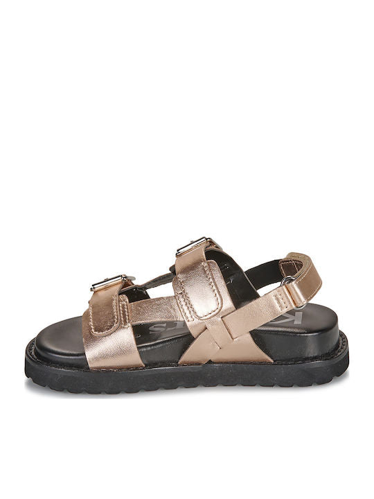 Kickers Girls' Pink Leather Buckle Sandals - Comfortable Summer Footwear