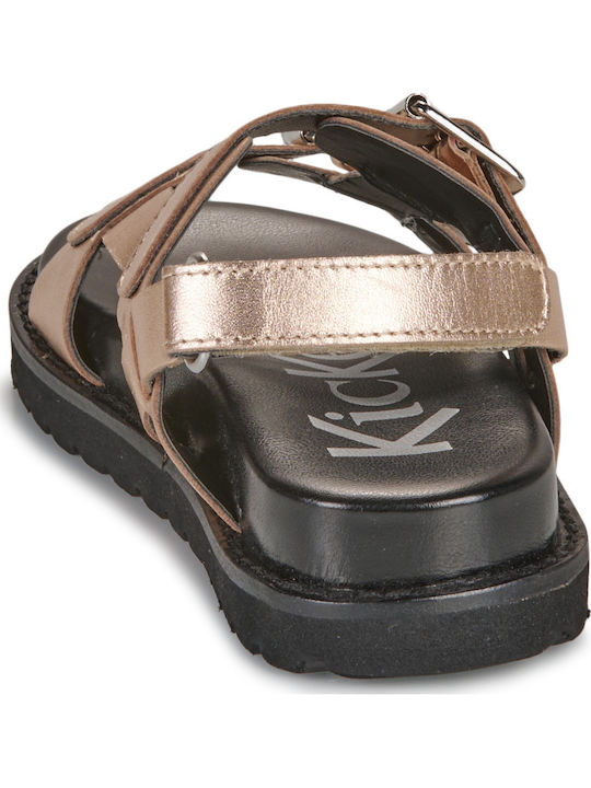 Kickers Girls' Pink Leather Buckle Sandals - Comfortable Summer Footwear
