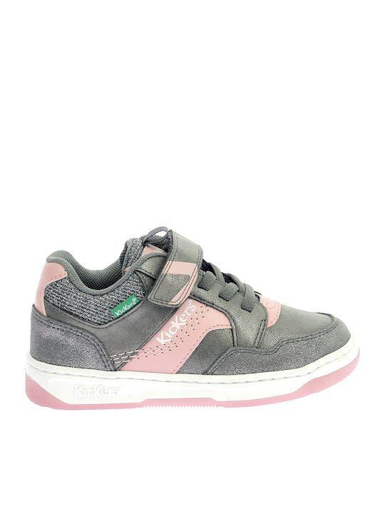 Kickers Girls' Silver Low-Top Lace-Up Kids' Sneakers - Stylish & Comfortable