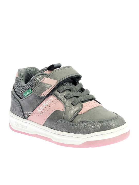 Kickers Girls' Silver Low-Top Lace-Up Kids' Sneakers - Stylish & Comfortable
