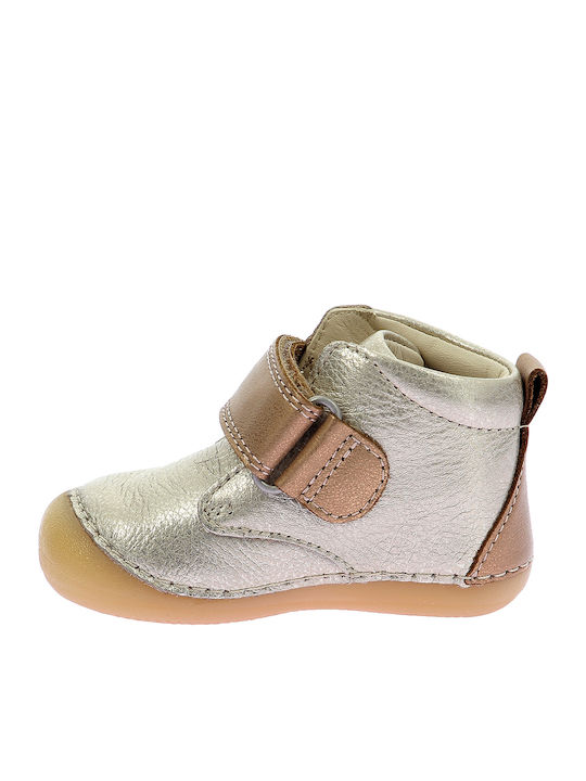 Kickers Sabio Beige Leather girls first steps Boots 961547 -10-113