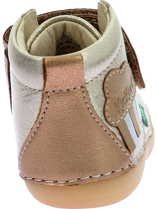 Kickers Sabio Beige Leather girls first steps Boots 961547 -10-113