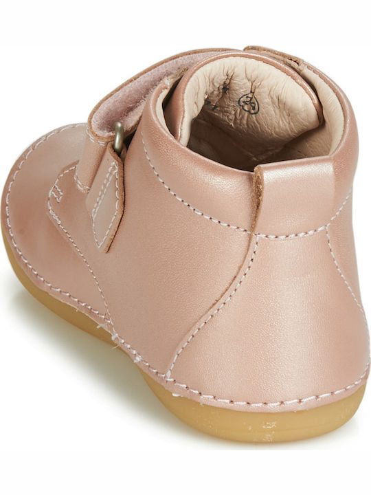 Kickers Sabio Anatomical Leather Kids' Velcro Boots Pink for Toddlers