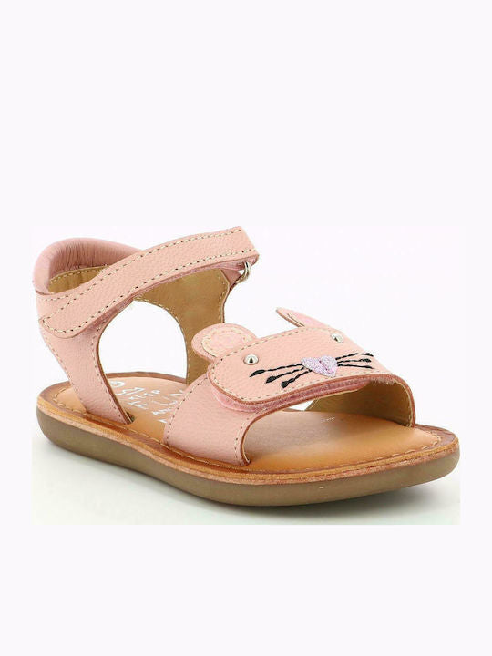 Mod8 Girls' Pink Leather Summer Sandals with Velcro Closure for Kids