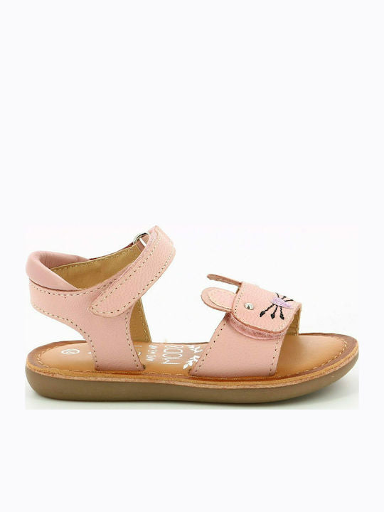 Mod8 Girls' Pink Leather Summer Sandals with Velcro Closure for Kids