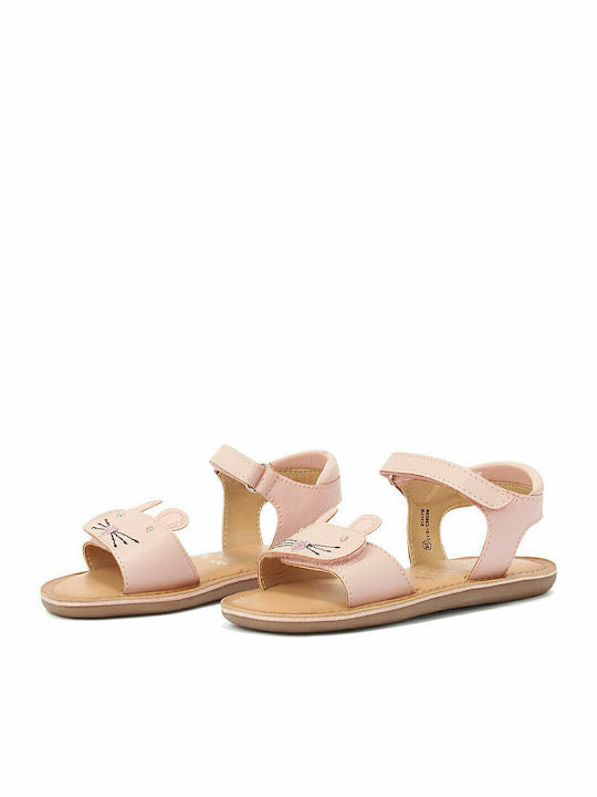 Mod8 Girls' Pink Leather Summer Sandals with Velcro Closure for Kids