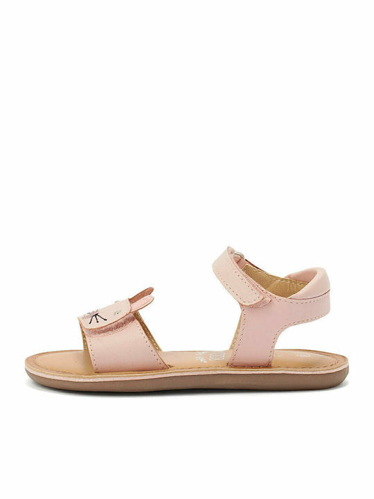 Mod8 Girls' Pink Leather Summer Sandals with Velcro Closure for Kids