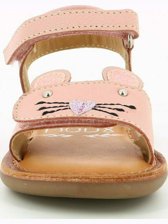 Mod8 Girls' Pink Leather Summer Sandals with Velcro Closure for Kids
