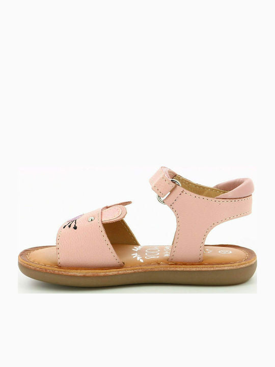 Mod8 Girls' Pink Leather Summer Sandals with Velcro Closure for Kids
