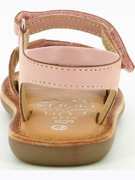 Mod8 Girls' Pink Leather Summer Sandals with Velcro Closure for Kids