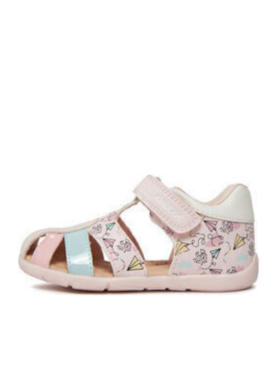 GEOX GIRL Kids first steps Sandals: Breathable, Flexible, Pink Multicolor B451QD