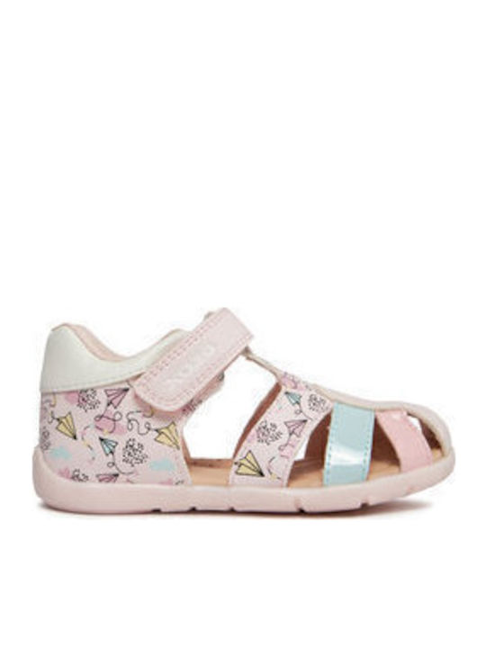 GEOX GIRL Kids first steps Sandals: Breathable, Flexible, Pink Multicolor B451QD