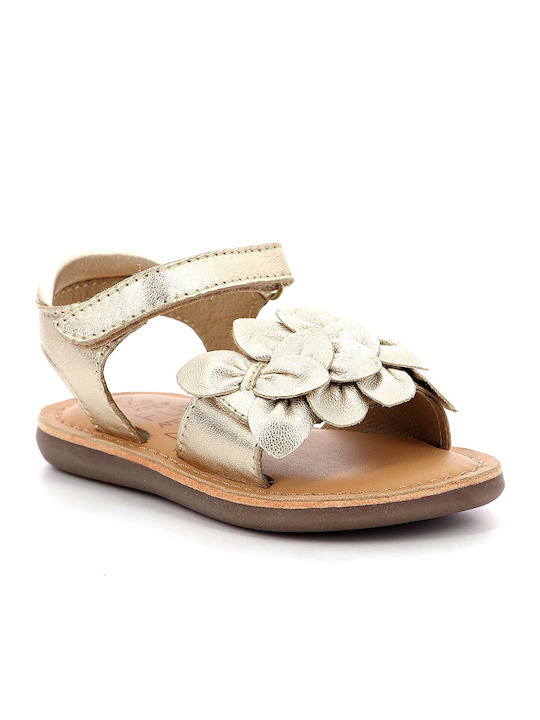 Mod8 Kids Cloknot Gold Sandals with Flower Detail, Lightweight, Velcro Closure