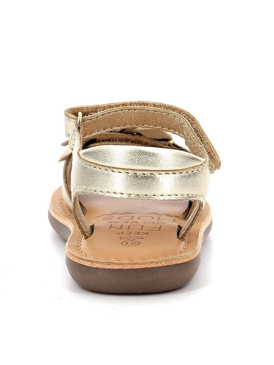 Mod8 Kids Cloknot Gold Sandals with Flower Detail, Lightweight, Velcro Closure