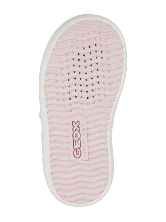 Geox B Gisli White Kids Anatomic Sneakers with Easy Scratch Closure
