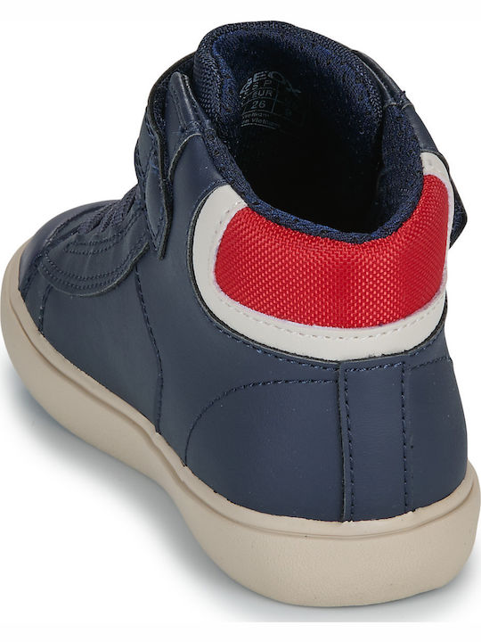 Geox B Gisli Kids High-Top Anatomic Blue Velcro Sneakers - Breathable Comfort