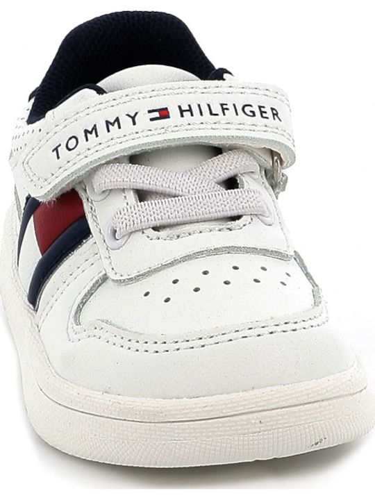 Tommy Hilfiger Kids' White Low-Cut Sneakers with Velcro & Elastic Laces