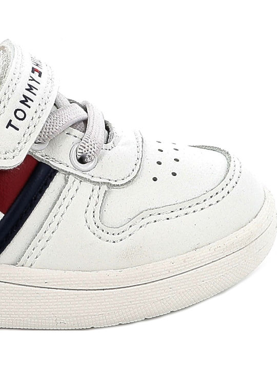 Tommy Hilfiger Kids' White Low-Cut Sneakers with Velcro & Elastic Laces