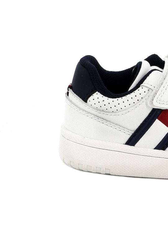 Tommy Hilfiger Kids' White Low-Cut Sneakers with Velcro & Elastic Laces
