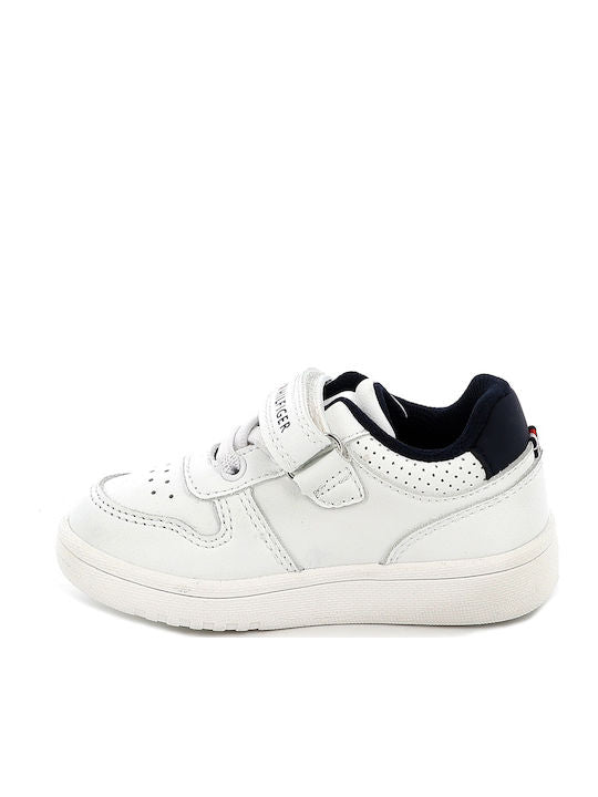 Tommy Hilfiger Kids' White Low-Cut Sneakers with Velcro & Elastic Laces