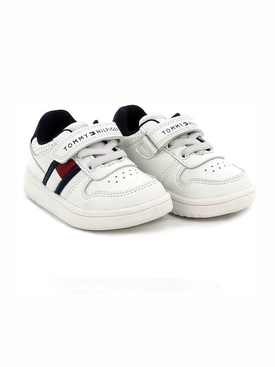 Tommy Hilfiger Kids' White Low-Cut Sneakers with Velcro & Elastic Laces